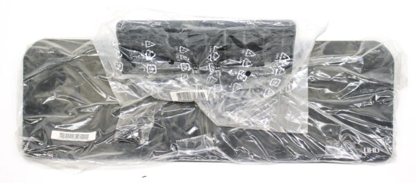 a plastic bag with a black computer keyboard