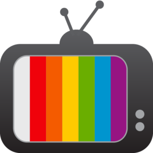 a colorful television with antenna
