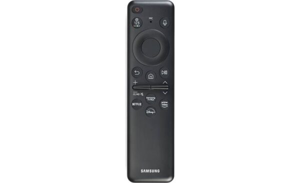 a black remote control with buttons