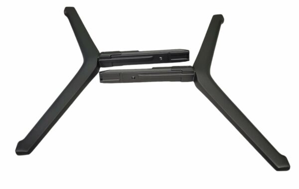 a black stand with black legs